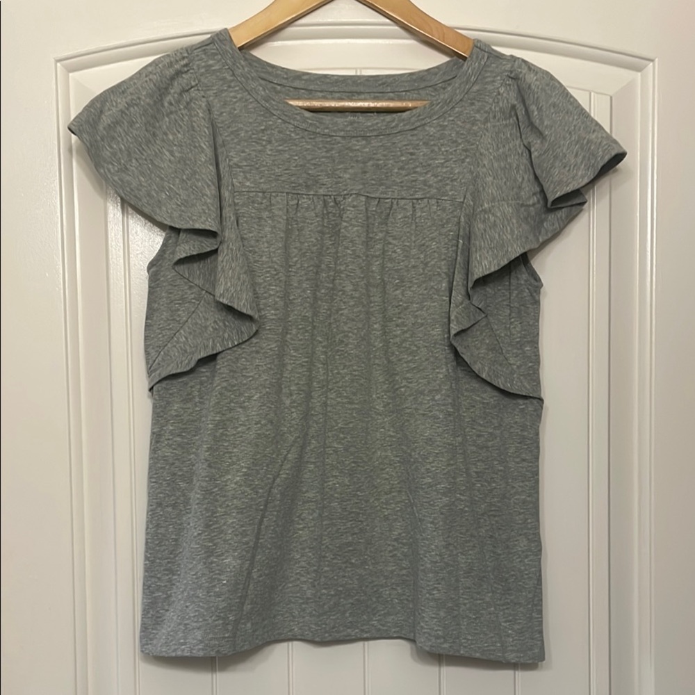LOFT Sage Ruffled Cap Sleeve Blouse